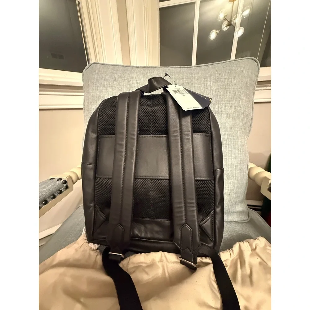 Polo Ralph Lauren Black Pebbled Leather Backpack 405962452001 NWT